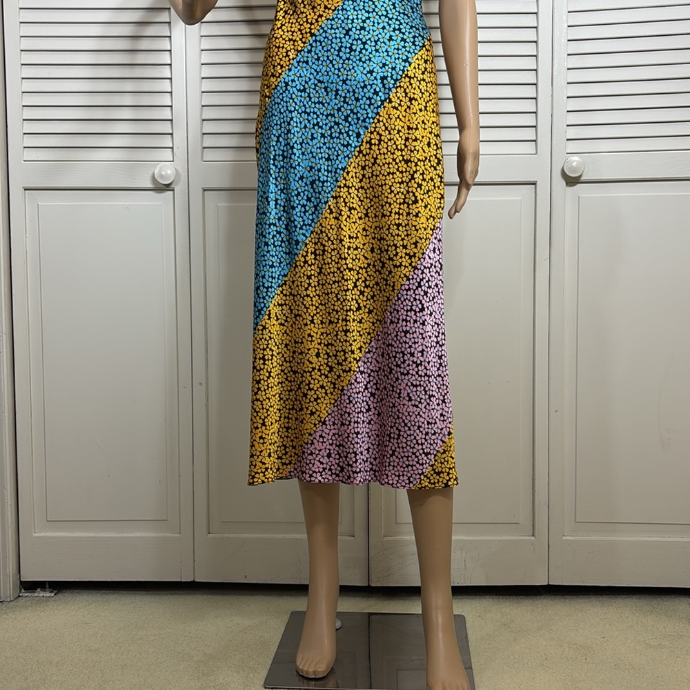 Diane Von Furstenberg Multicolor Silk Floral Midi Dress Size 4 - Picture 4 of 13